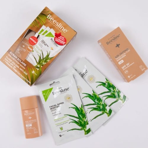 Beesline coffret ecran teinte light anti-age spf50+ + 3 Beesline masque cactus