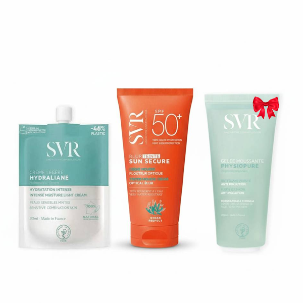 SVR Pack Sun secure blur Teinté SPF50+ Hydraliane légère + Physiopure gelée moussant 200ml GRATUIT