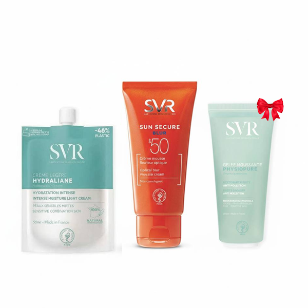 SVR Pack Sun secure blur invisible SPF50+ Hydraliane légère + Physiopure glee moussant 200ml GRATUIT