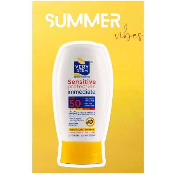 VERY DERM Lait solaire sensitive protection immédiate spf50+